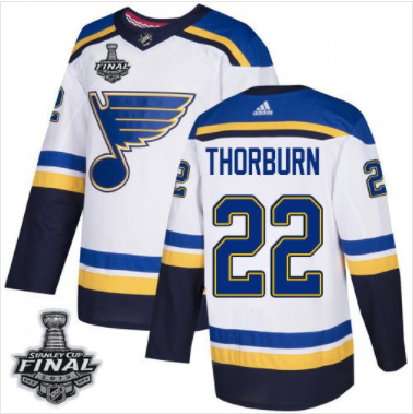 Blues #22 Chris Thorburn Weiß 2019 Stanley Cup Final Stitched